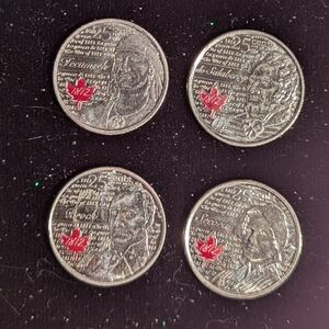 Full Set Of 4 Coloured 25¢ Coins